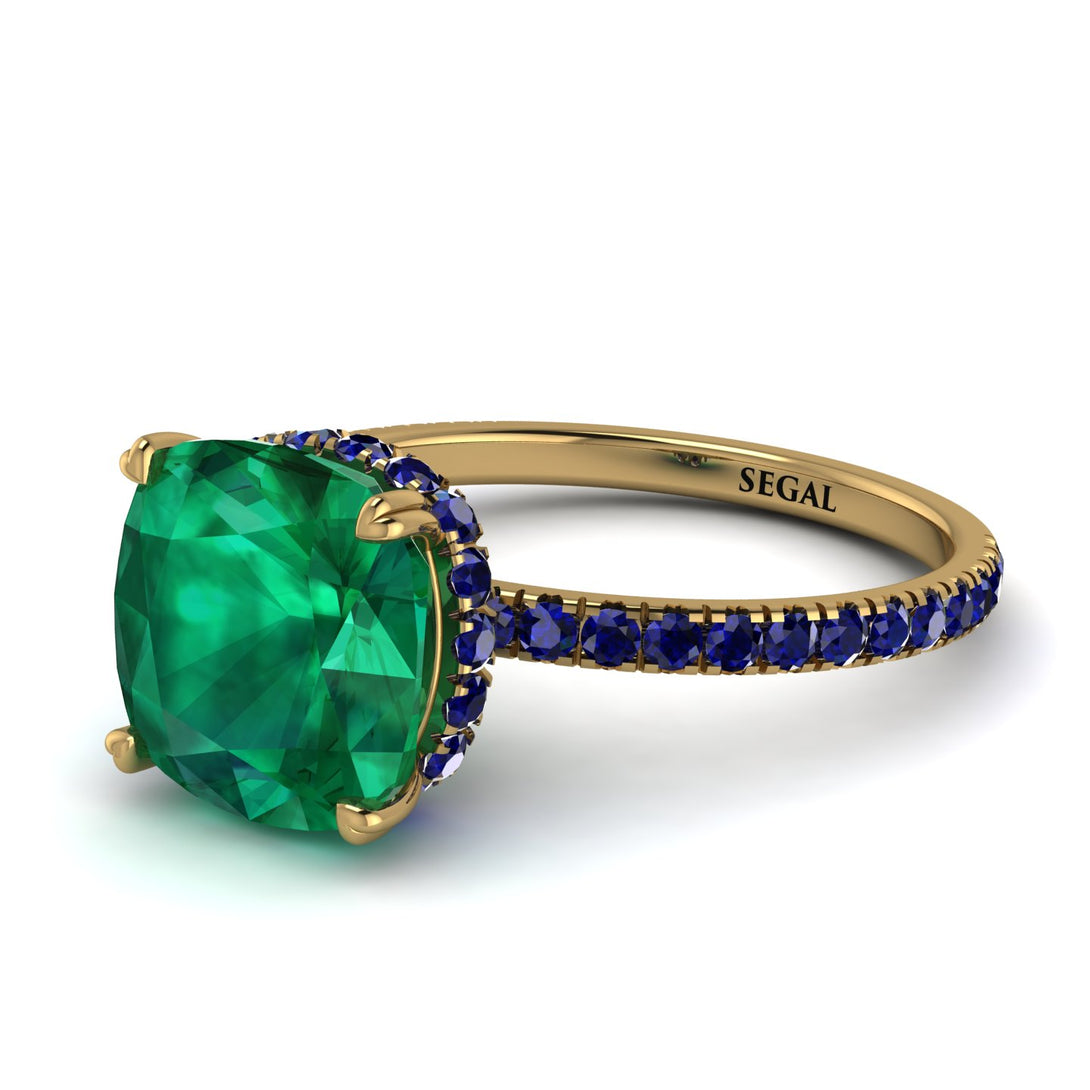 Cushion Hidden Diamond Emerald Ring - Nova No. 64