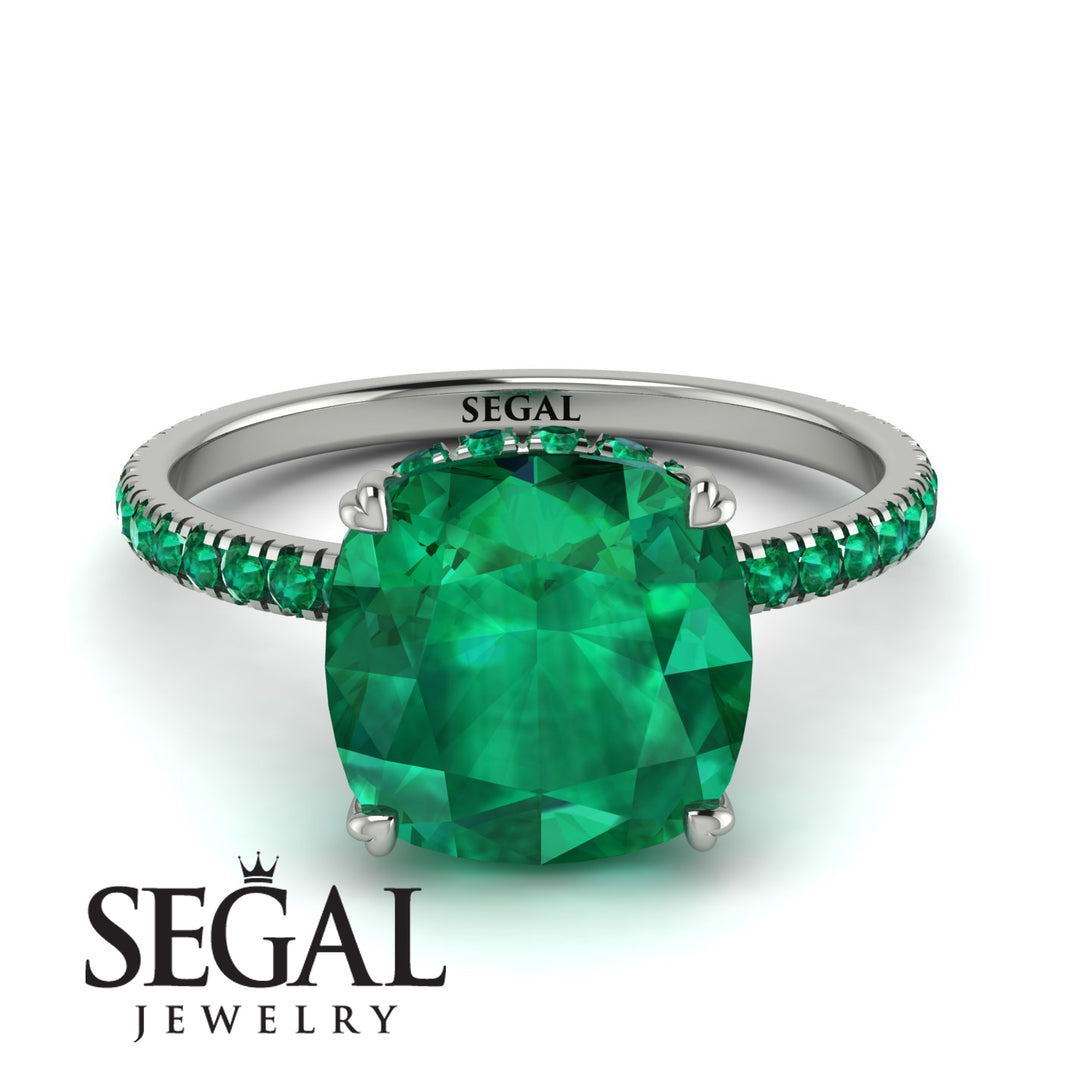 Cushion Hidden Diamond Emerald Ring - Nova No. 21