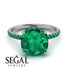 Cushion Hidden Diamond Emerald Ring - Nova No. 21