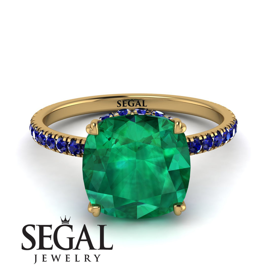 Cushion Hidden Diamond Emerald Ring - Nova No. 64