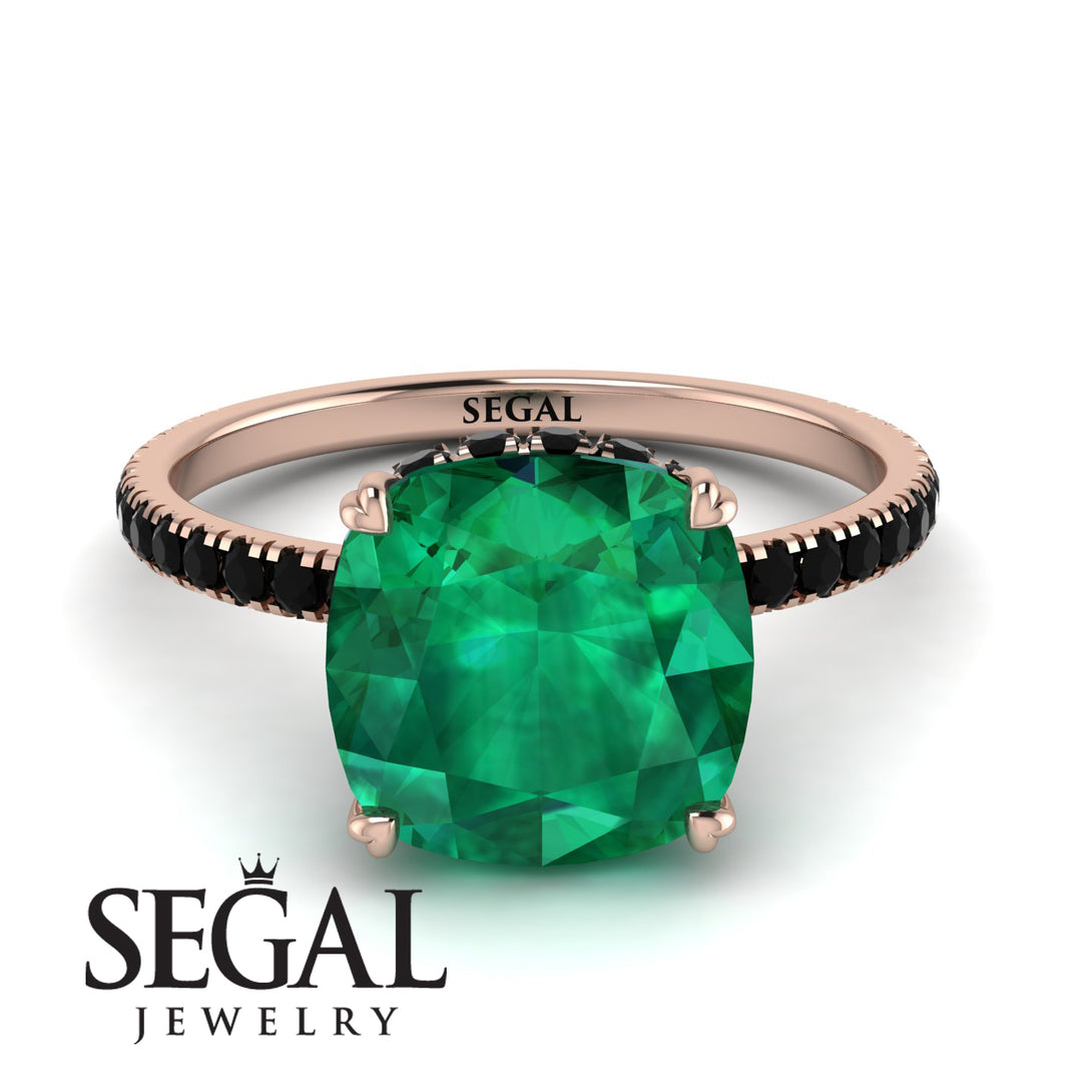 Cushion Hidden Diamond Emerald Ring - Nova No. 35