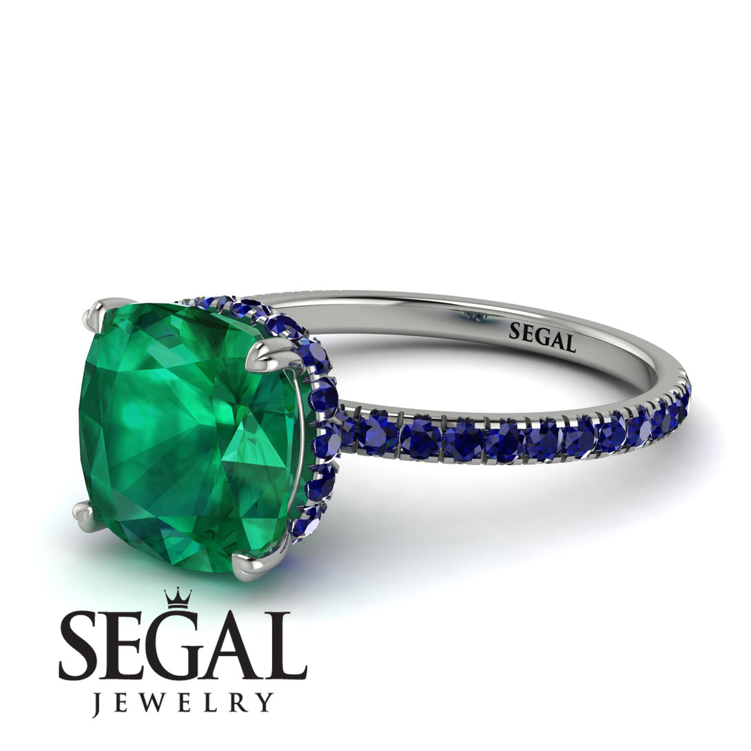 Cushion Hidden Diamond Emerald Ring - Nova No. 66