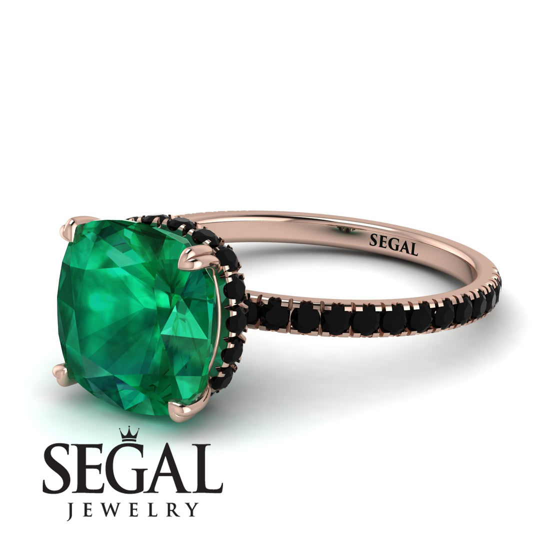 Cushion Hidden Diamond Emerald Ring - Nova No. 35