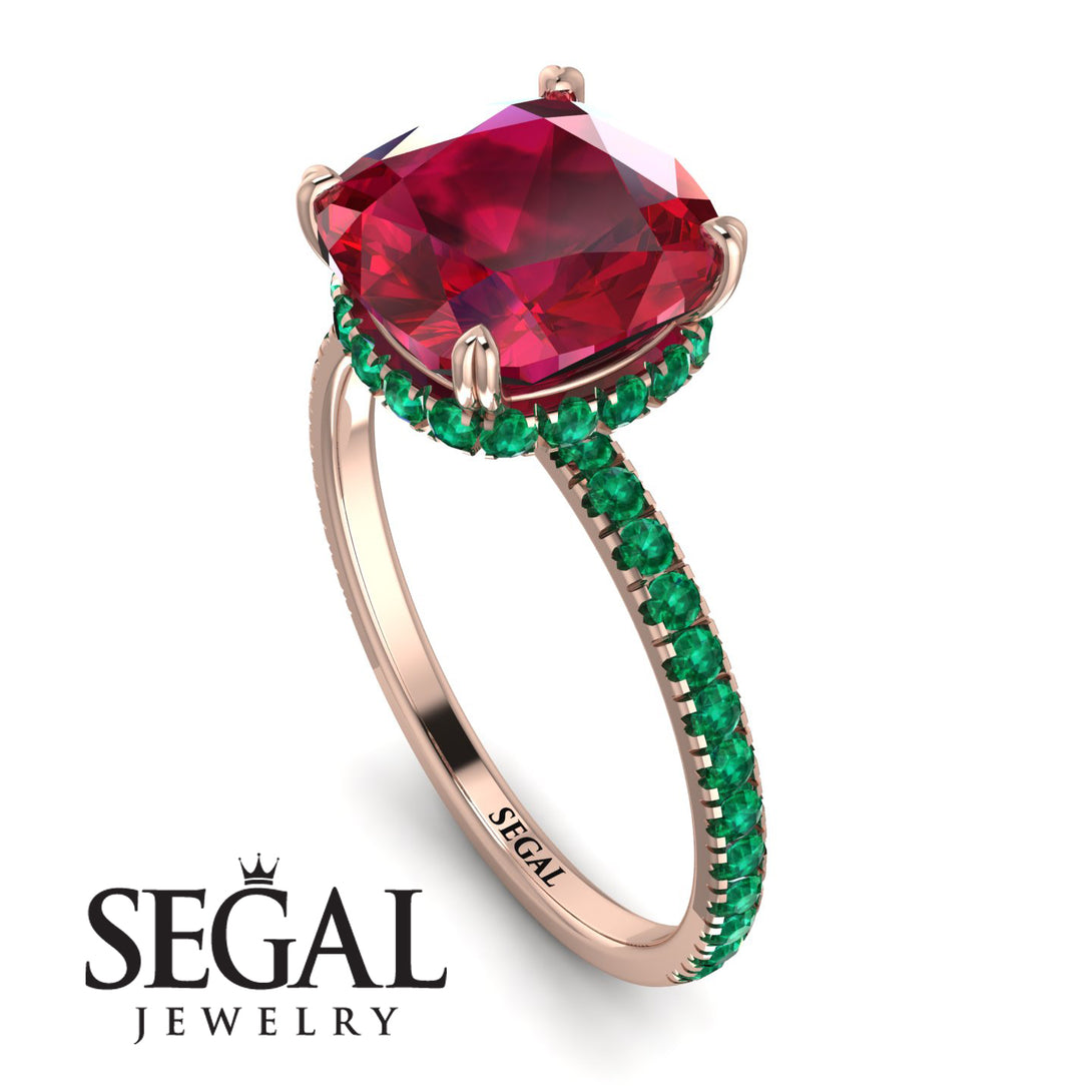 Cushion Hidden Diamond Ruby Ring - Nova No. 26