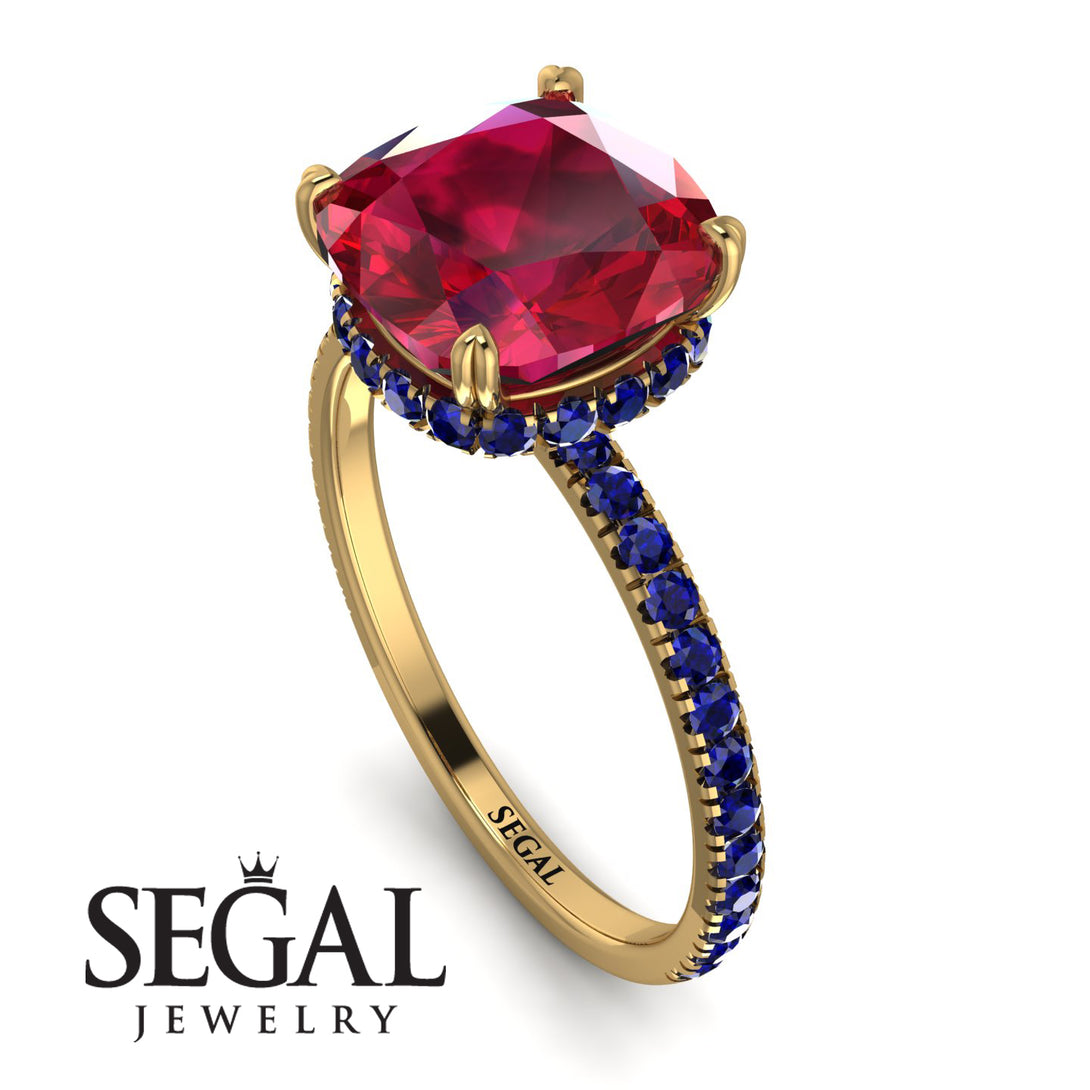 Cushion Hidden Diamond Ruby Ring - Nova No. 70