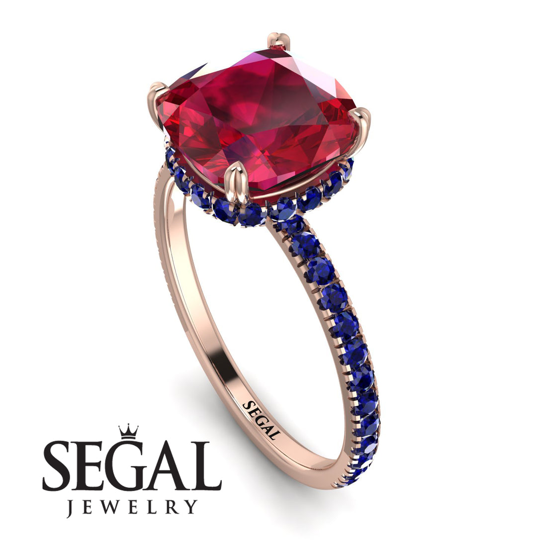 Cushion Hidden Diamond Ruby Ring - Nova No. 71