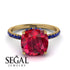 Cushion Hidden Diamond Ruby Ring - Nova No. 70