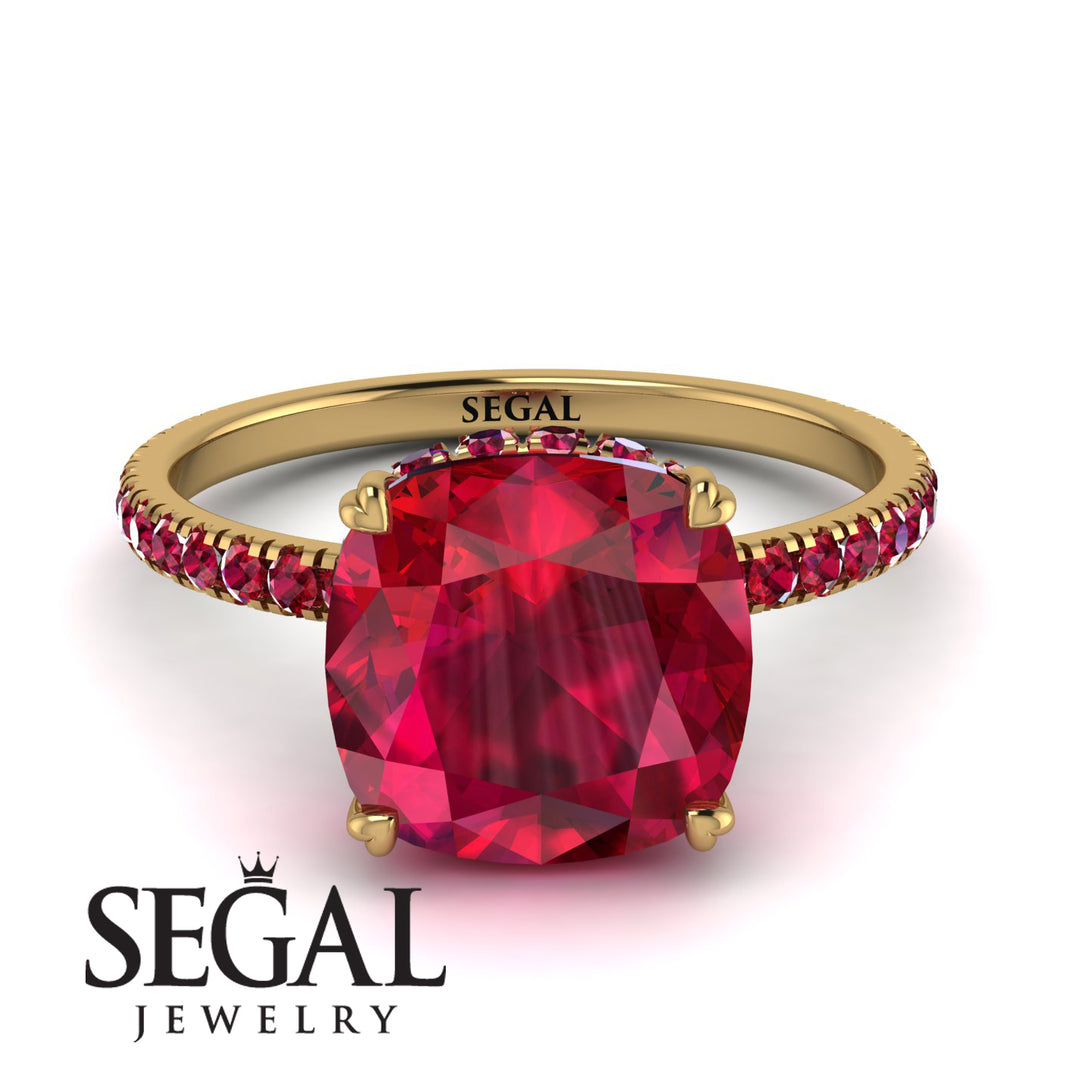 Cushion Hidden Diamond Ruby Ring - Nova No. 55