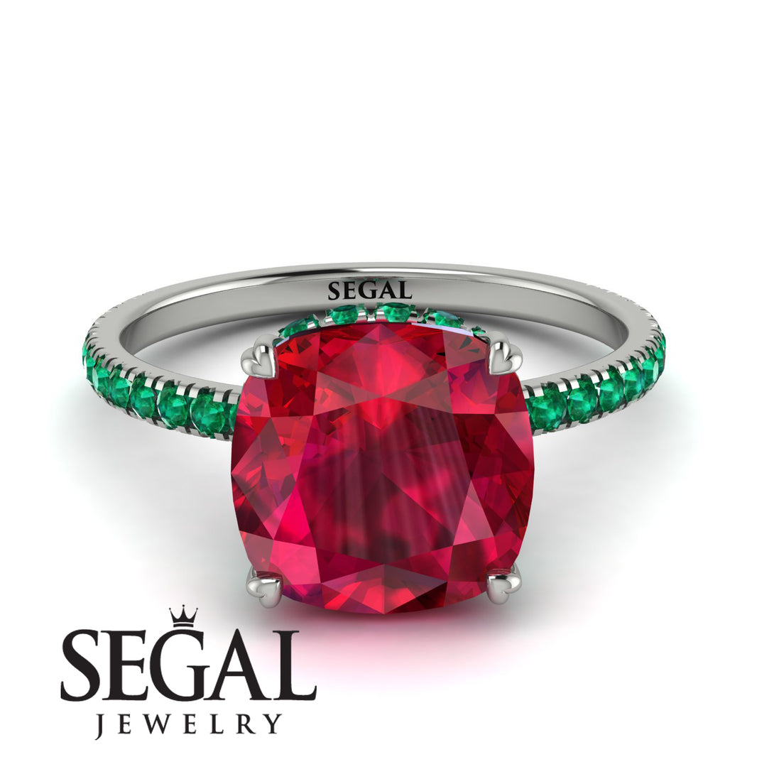 Cushion Hidden Diamond Ruby Ring - Nova No. 27