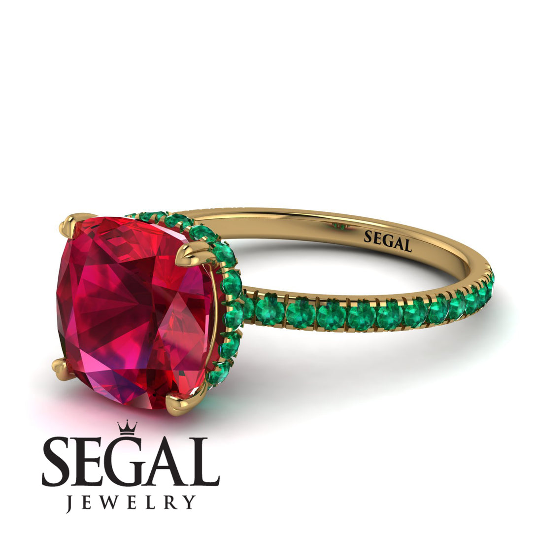 Cushion Hidden Diamond Ruby Ring - Nova No. 25