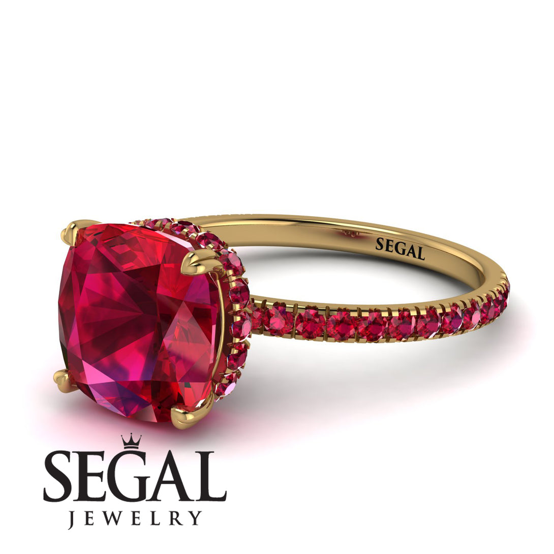 Cushion Hidden Diamond Ruby Ring - Nova No. 55