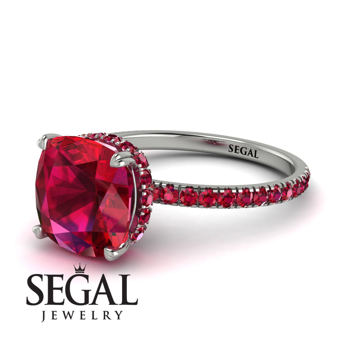 Cushion Hidden Diamond Ruby Ring - Nova No. 57