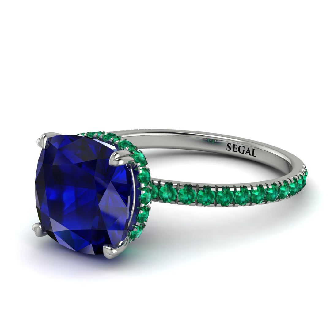 Cushion Hidden Diamond Sapphire Ring - Nova No. 30
