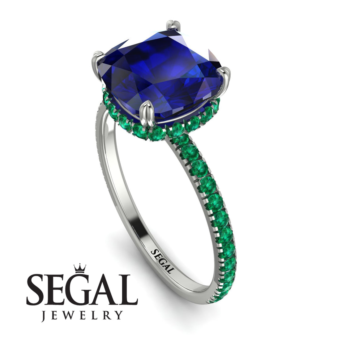 Cushion Hidden Diamond Sapphire Ring - Nova No. 30