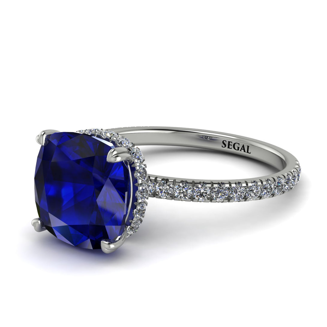 Cushion Hidden Diamond Sapphire Ring - Nova No. 15