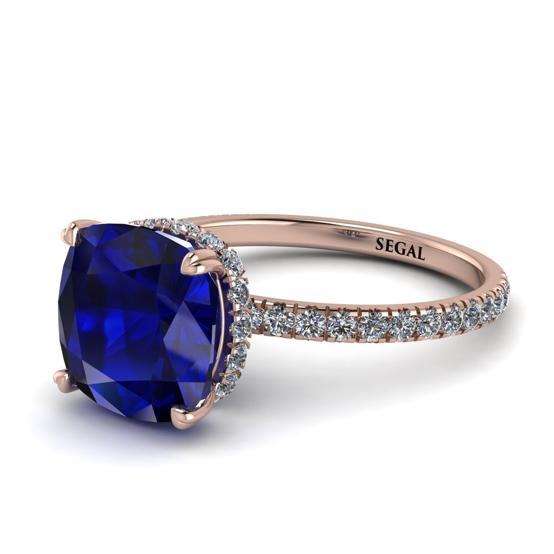 Cushion Hidden Diamond Sapphire Ring - Nova No. 14