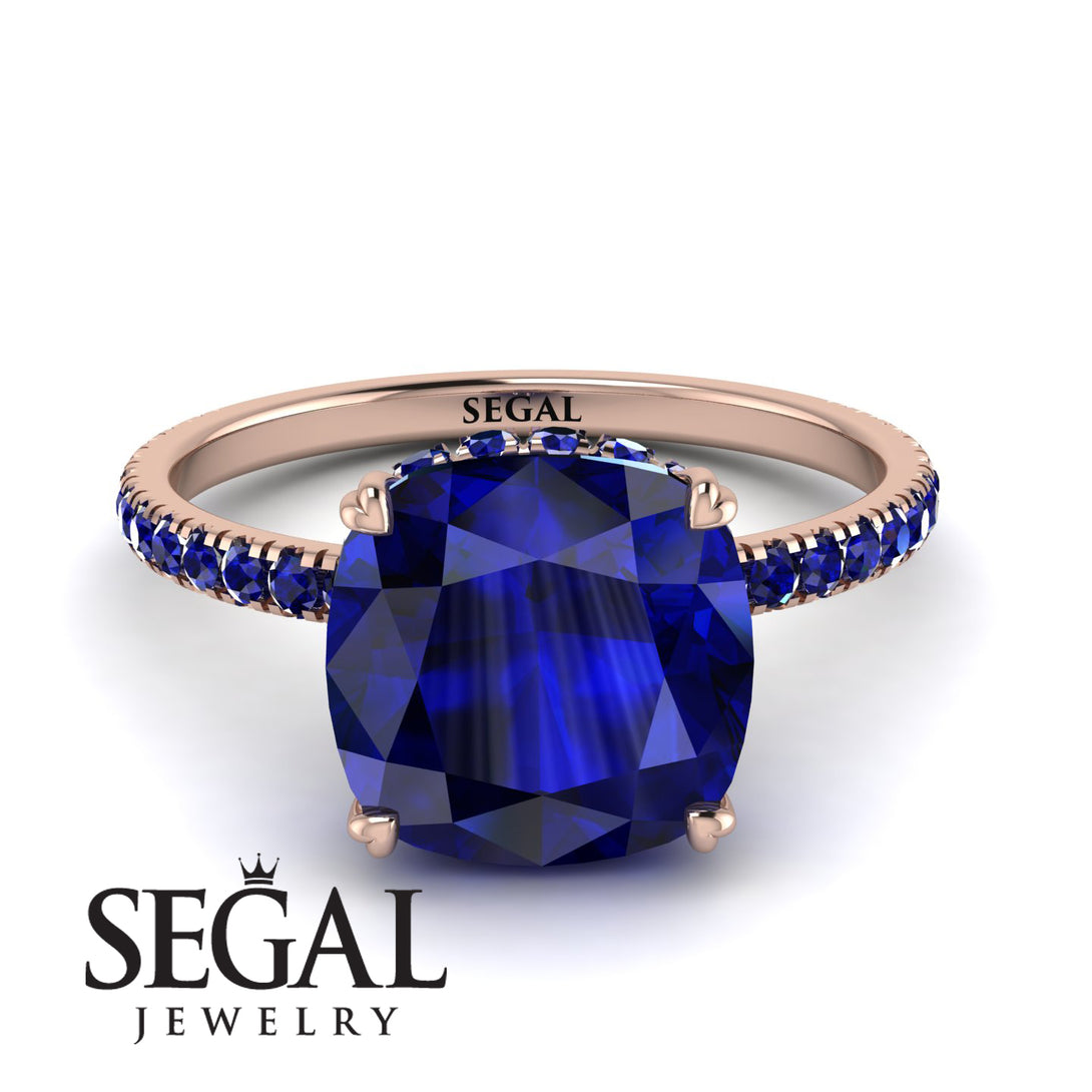 Cushion Hidden Diamond Sapphire Ring - Nova No. 74