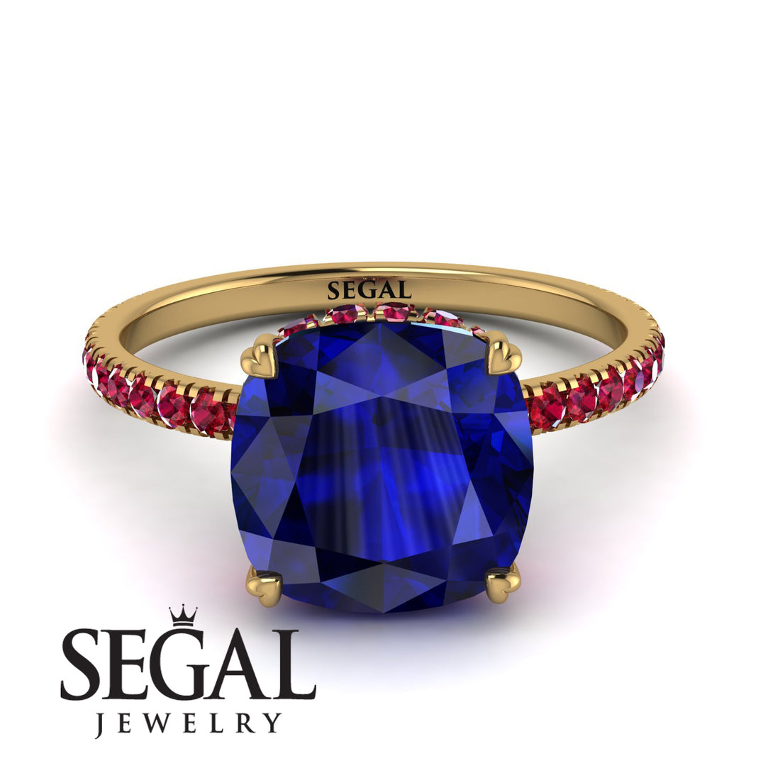 Cushion Hidden Diamond Sapphire Ring - Nova No. 58