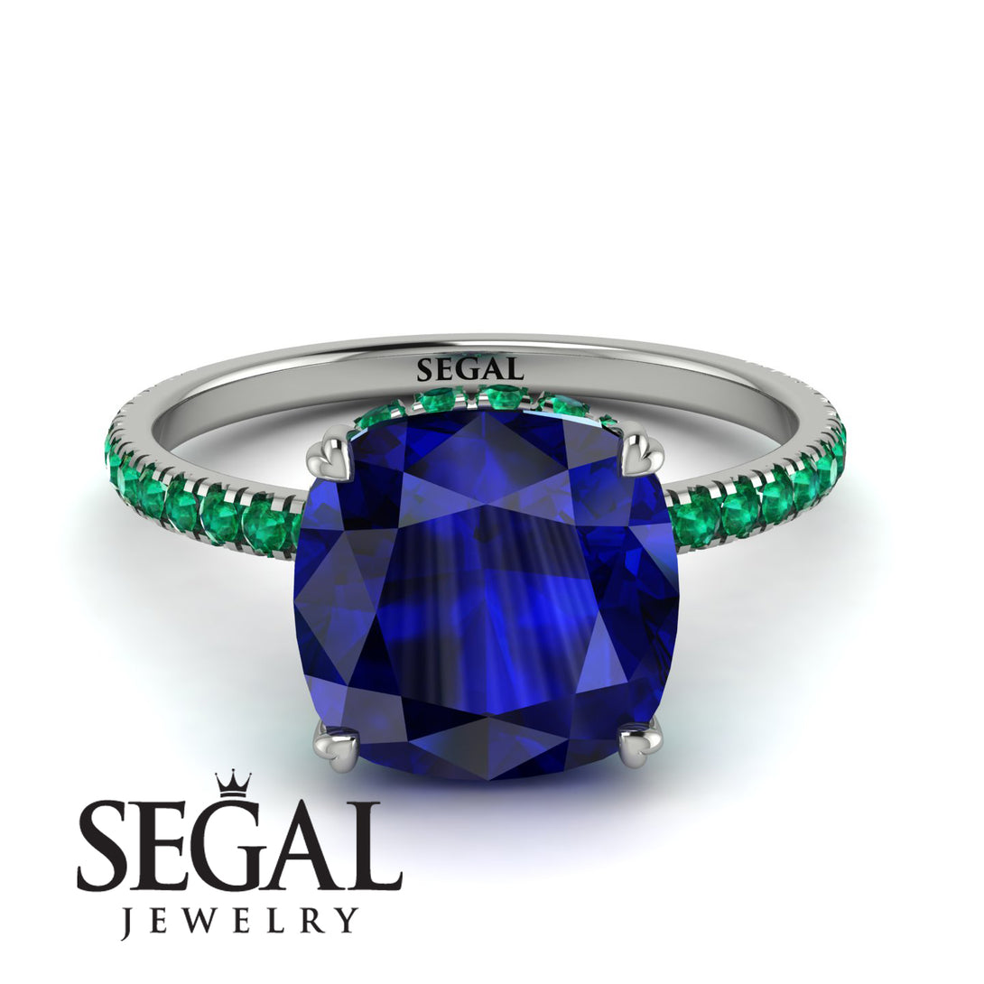 Cushion Hidden Diamond Sapphire Ring - Nova No. 30