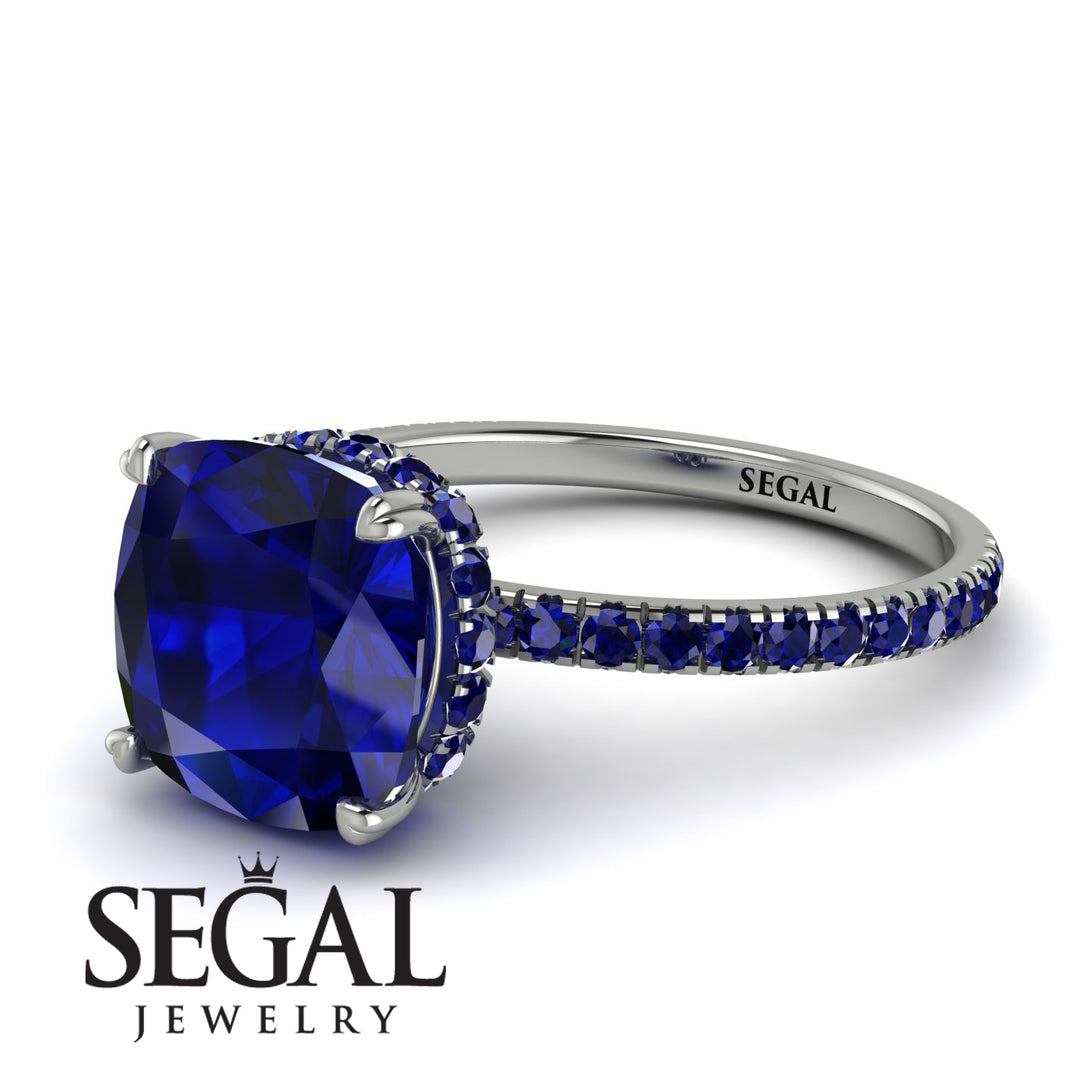 Cushion Hidden Diamond Sapphire Ring - Nova No. 75