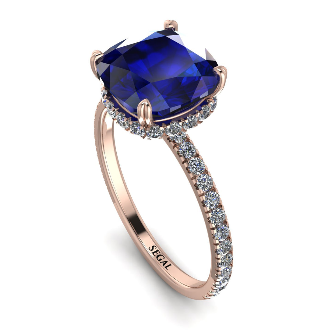 Cushion Hidden Diamond Sapphire Ring - Nova No. 14