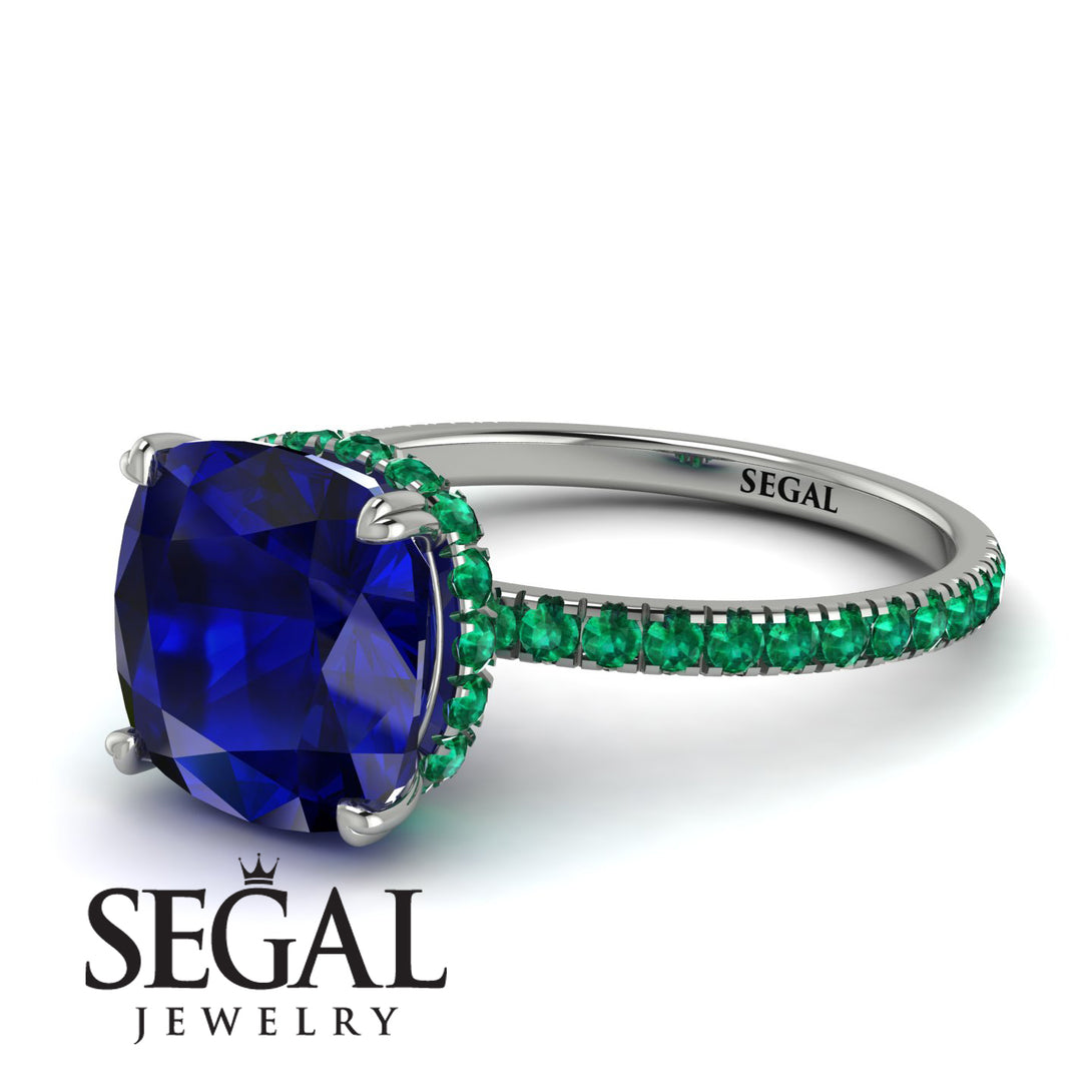 Cushion Hidden Diamond Sapphire Ring - Nova No. 30