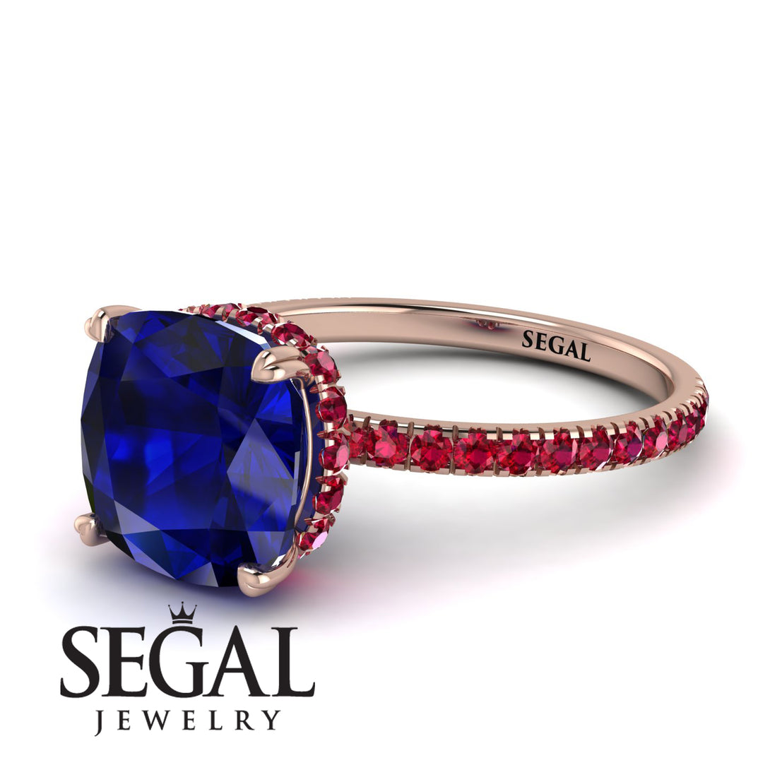 Cushion Hidden Diamond Sapphire Ring - Nova No. 59