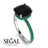 Cushion Hidden Diamond Black Diamond Ring - Nova No. 24