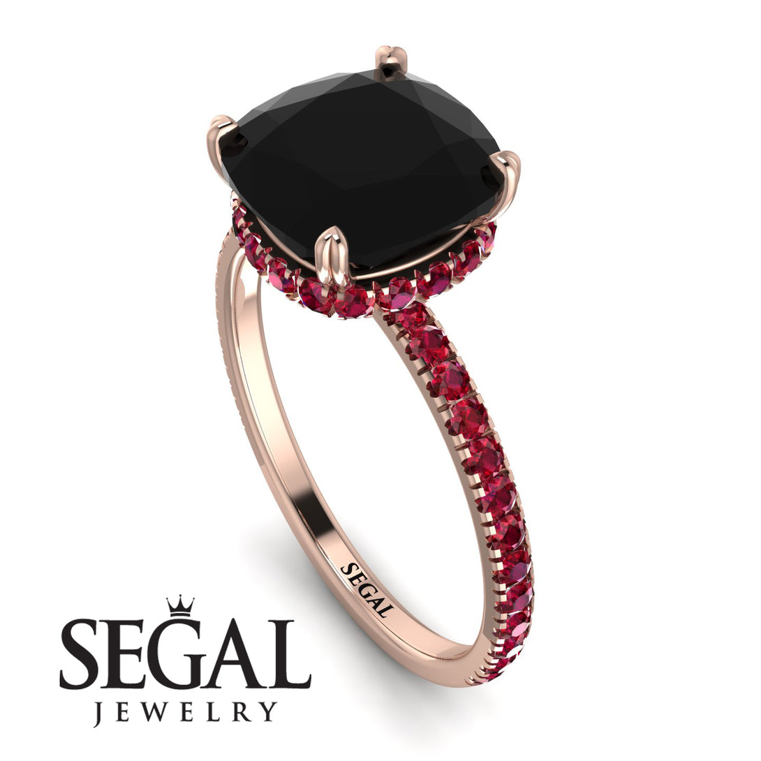 Cushion Hidden Diamond Black Diamond Ring - Nova No. 53