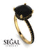 Cushion Hidden Diamond Black Diamond Ring - Nova No. 37