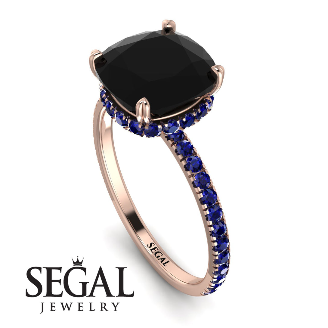 Cushion Hidden Diamond Black Diamond Ring - Nova No. 68