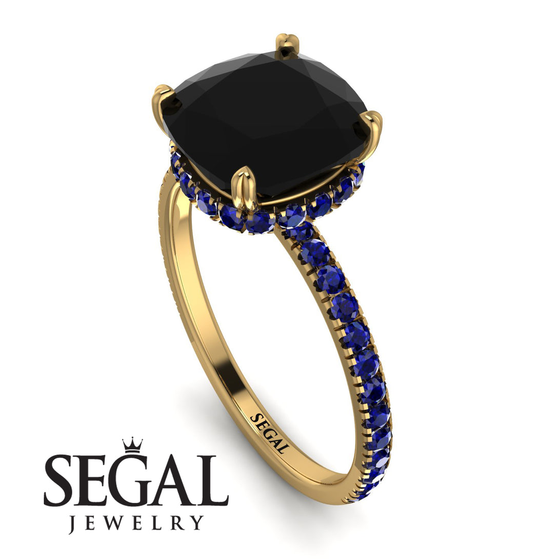 Cushion Hidden Diamond Black Diamond Ring - Nova No. 67