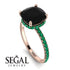 Cushion Hidden Diamond Black Diamond Ring - Nova No. 23