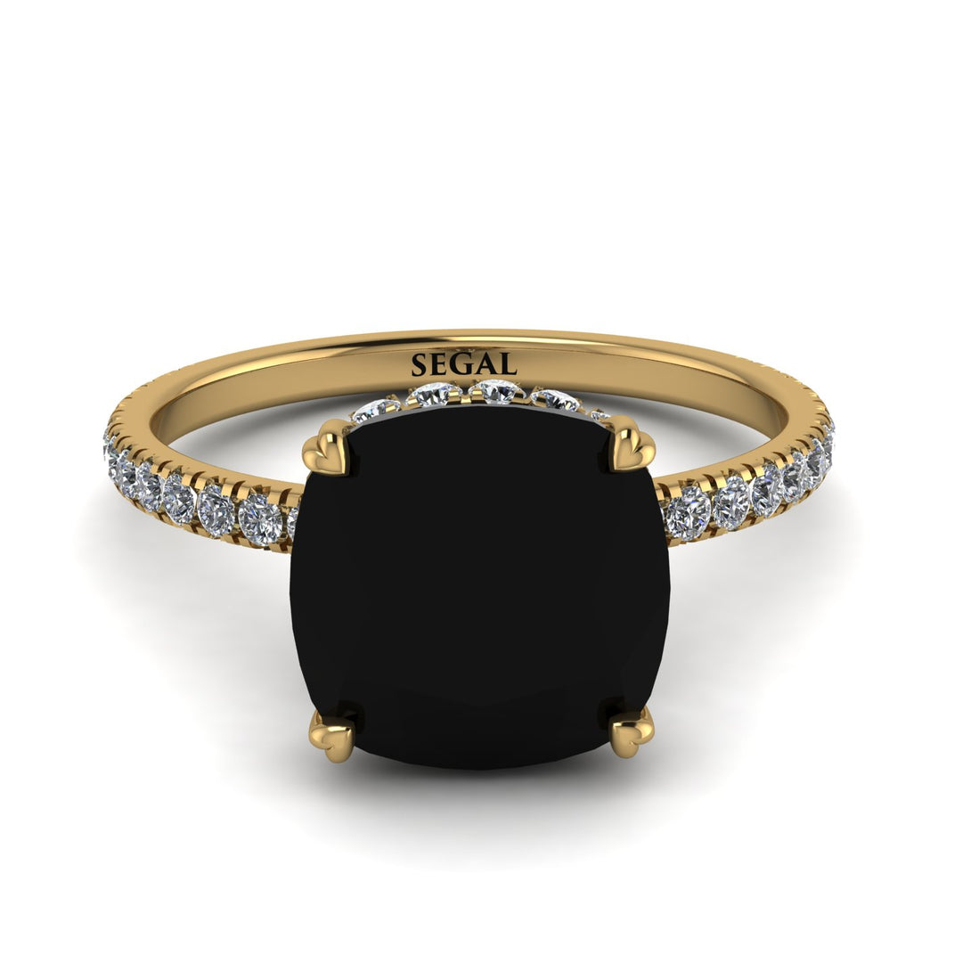 Cushion Hidden Diamond Black Diamond Ring - Nova No. 7