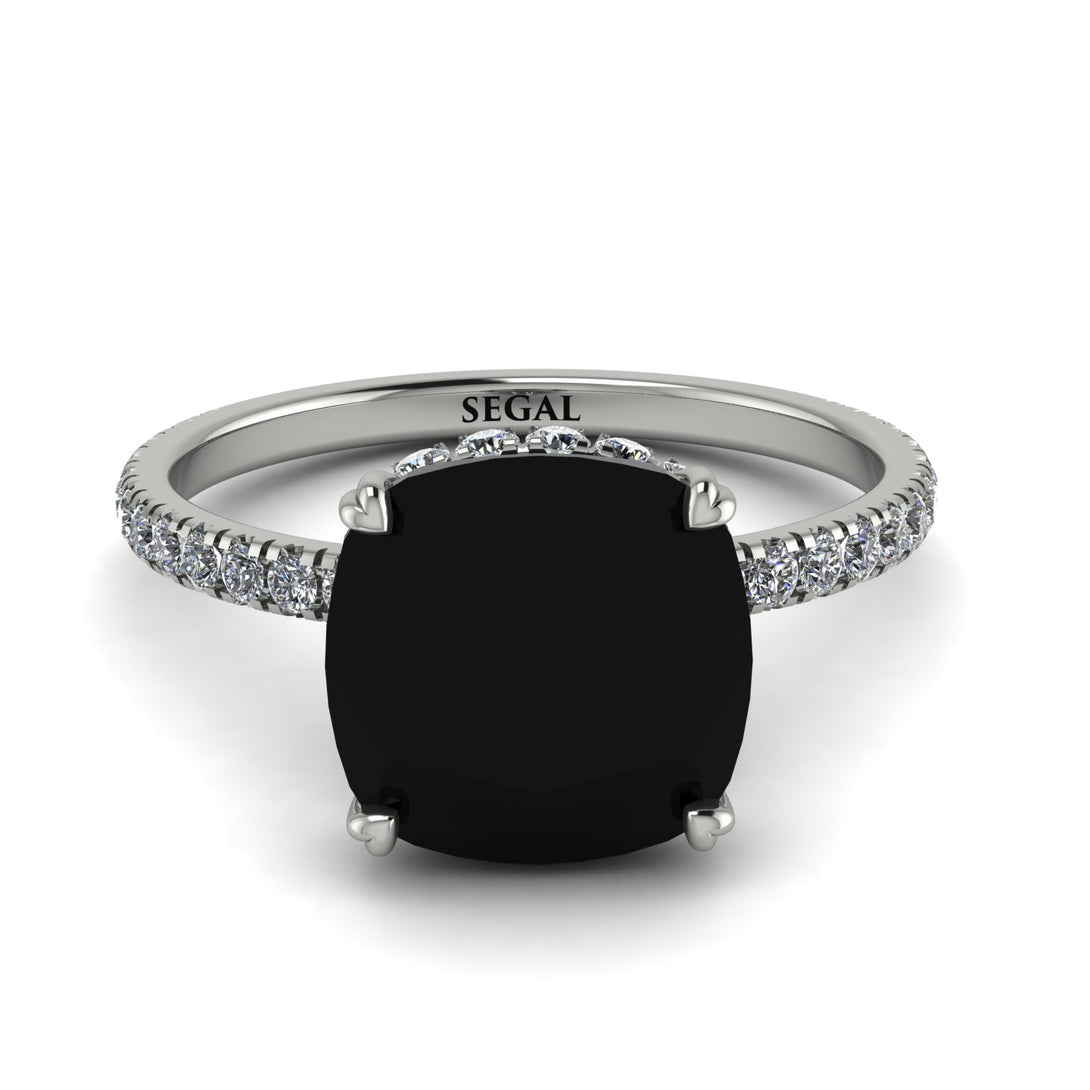 Cushion Hidden Diamond Black Diamond Ring - Nova No. 9