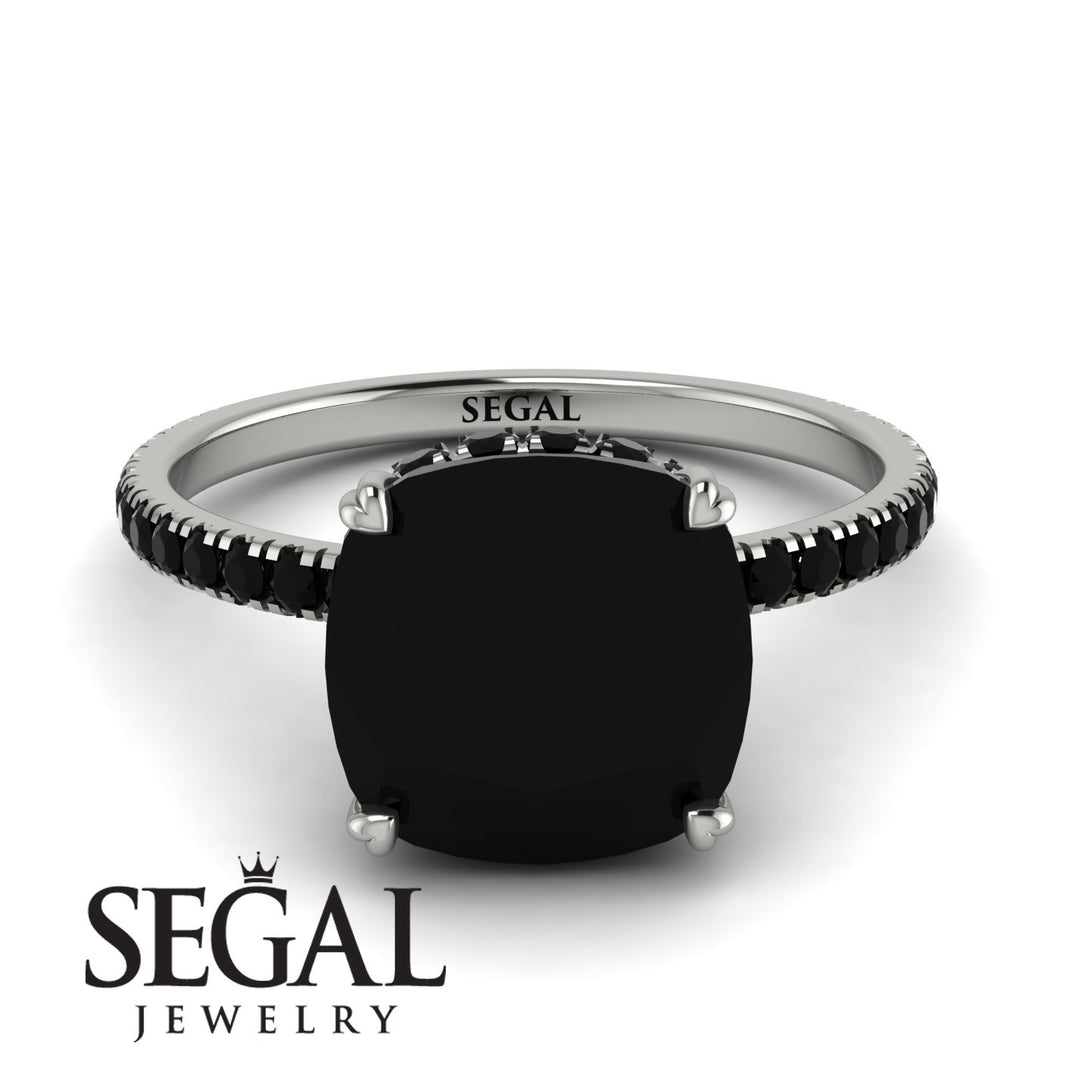 Cushion Hidden 4 Carat Diamond Black Diamond Wedding Ring - Nova No. 39