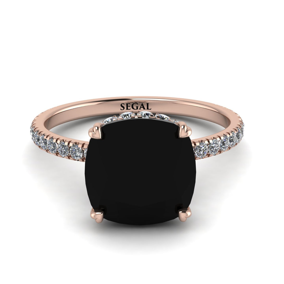 Cushion Hidden Diamond Black Diamond Ring - Nova No. 8