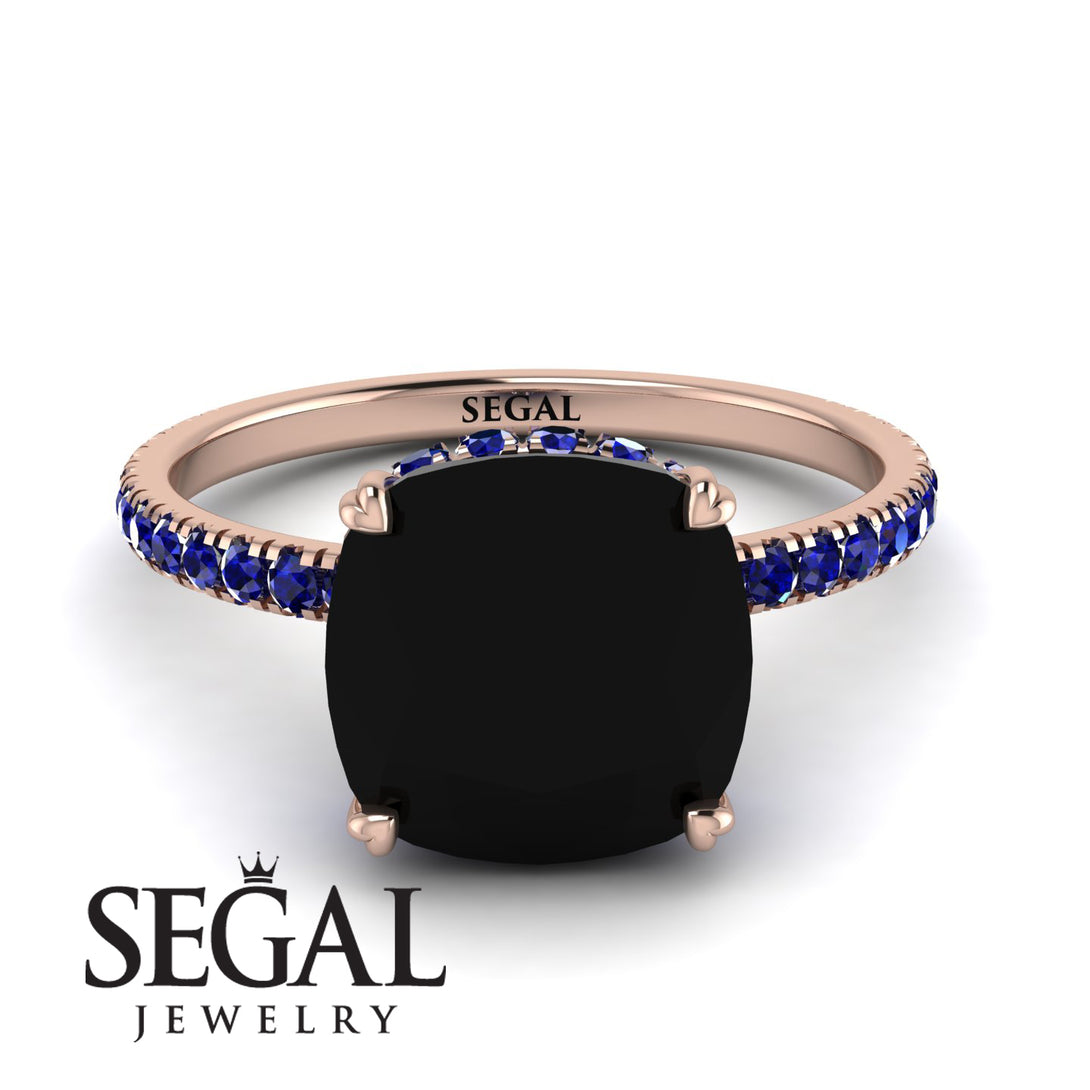 Cushion Hidden Diamond Black Diamond Ring - Nova No. 68