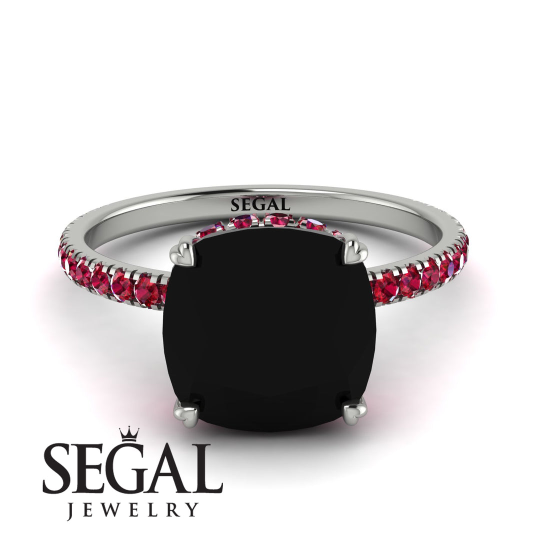 Cushion Hidden Diamond Black Diamond Ring - Nova No. 54