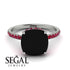 Cushion Hidden Diamond Black Diamond Ring - Nova No. 54