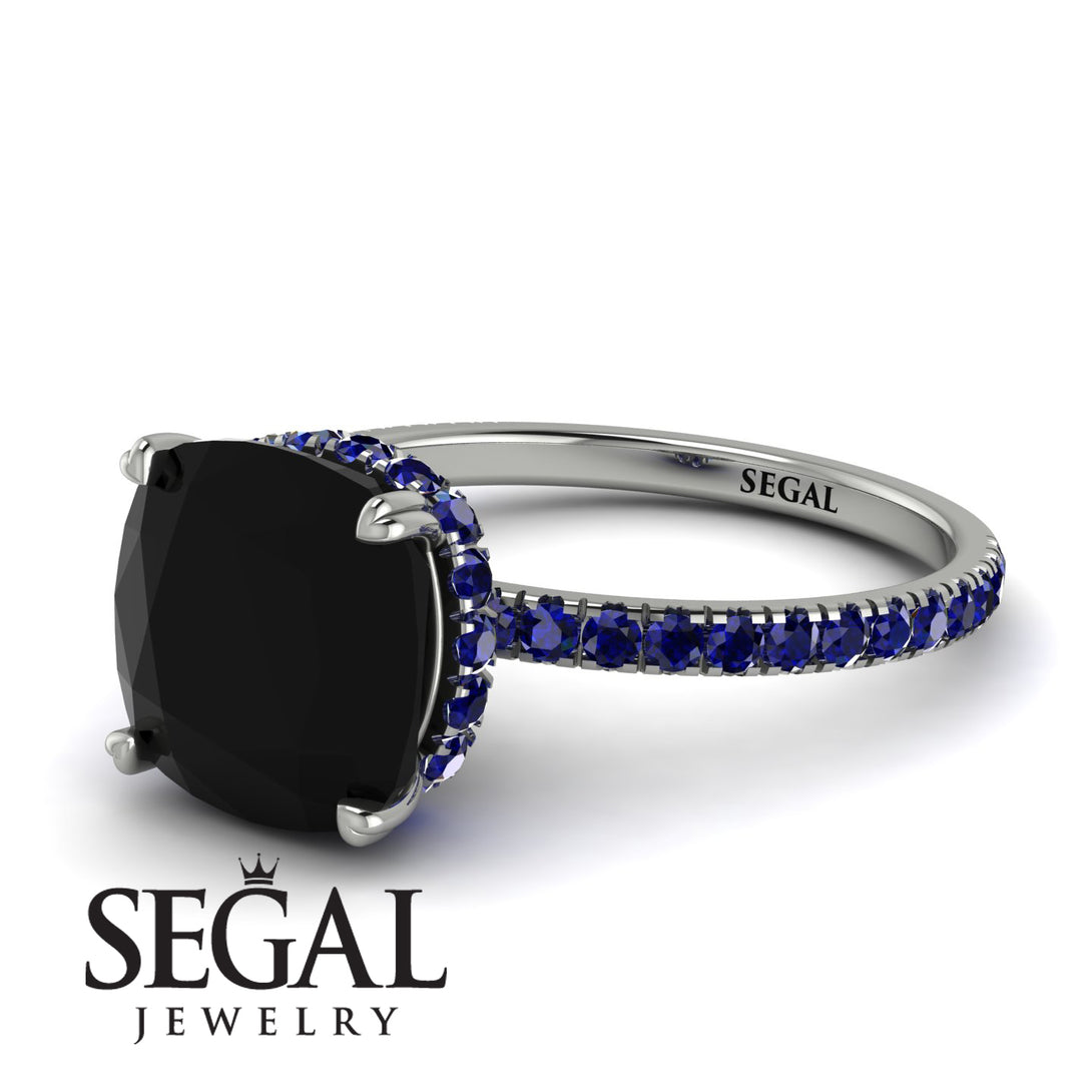 Cushion Hidden Diamond Black Diamond Ring - Nova No. 69