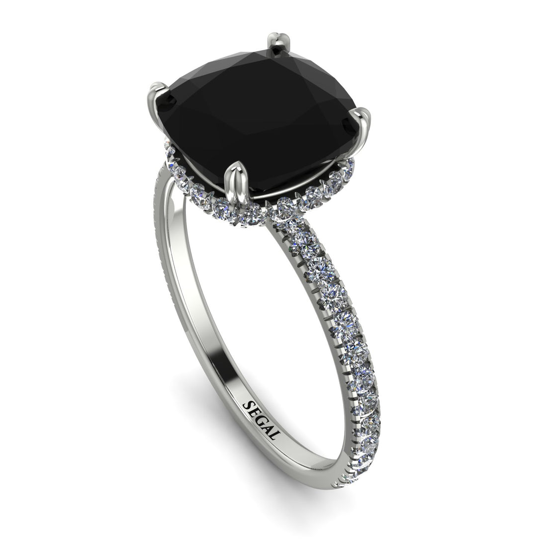 Cushion Hidden Diamond Black Diamond Ring - Nova No. 9