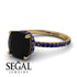 Cushion Hidden Diamond Black Diamond Ring - Nova No. 67