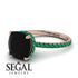 Cushion Hidden Diamond Black Diamond Ring - Nova No. 23