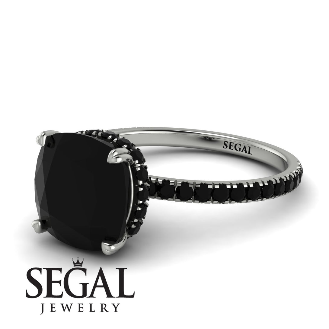 Cushion Hidden 4 Carat Diamond Black Diamond Wedding Ring - Nova No. 39
