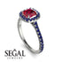 Cushion Ruby Halo Engagement Ring - Jade No. 72