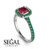 Cushion Ruby Halo Engagement Ring - Jade No. 27 image 2