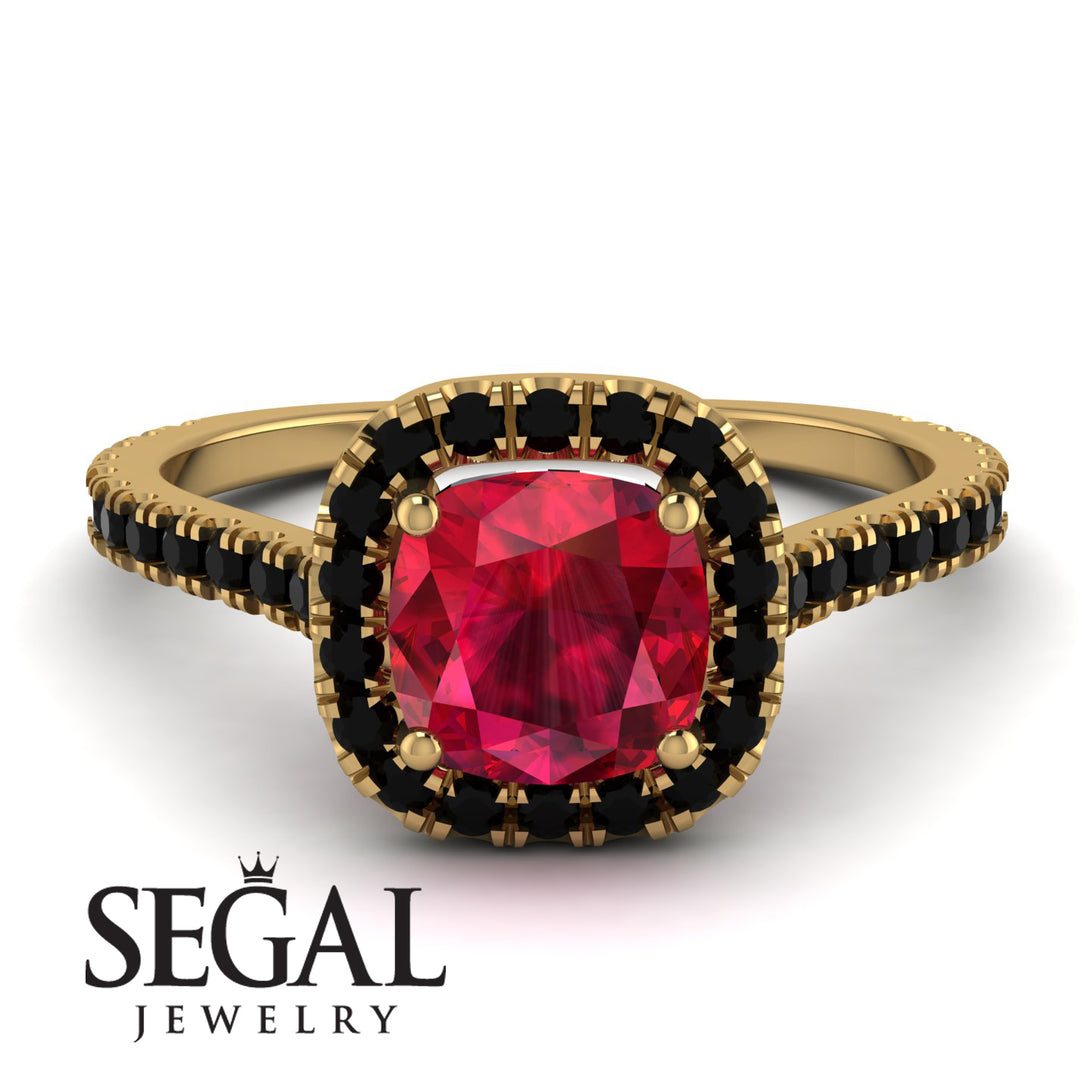 Cushion Ruby Halo Engagement Ring - Jade No. 40