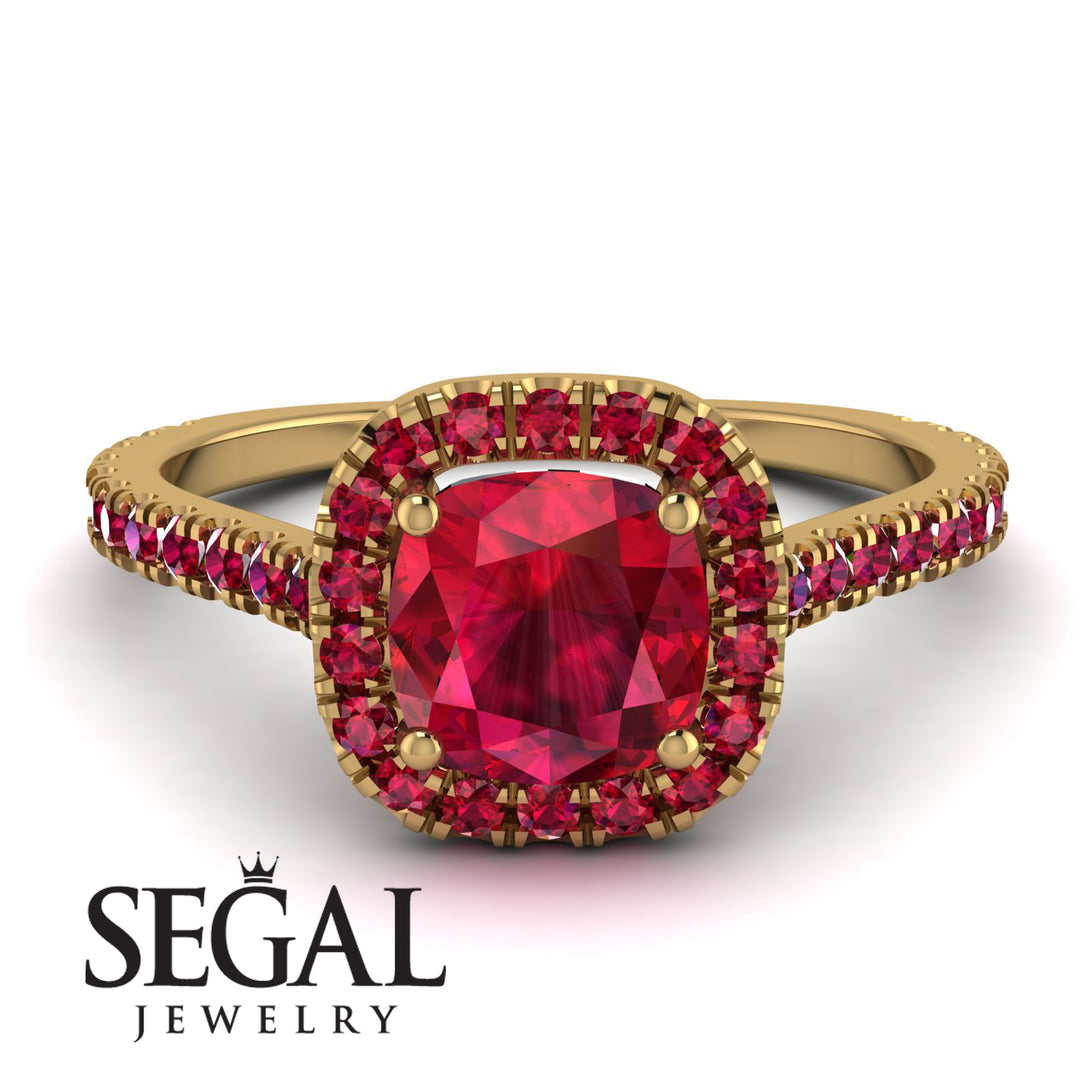 Cushion Ruby Halo Engagement Ring - Jade No. 55