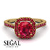 Cushion Ruby Halo Engagement Ring - Jade No. 55 image 3